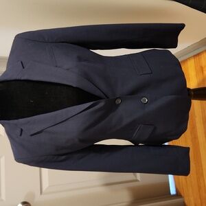 BANANA REPUBLIC Womens Lined Wool Tailored Blazer Jacket Size 4 petite Navy